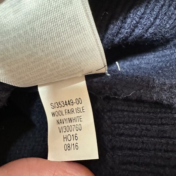 GAP 100% Wool Sweater Adult XL Navy Nordic Fair Isle Crew Neck Fisherman Heavy - Picture 7 of 10